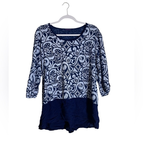 Fresh Produce | Womens Tunic Top | Large Paisley Design | Dark Blue | Size 1X - Picture 1 of 5